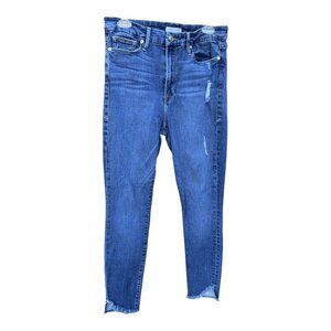Good American Distressed Skinny Jeans Womens 12/31 Stretch Raw Hem Good Waist